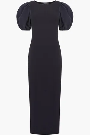 French Connection Sasia Rib Puff Midi Dressmedium