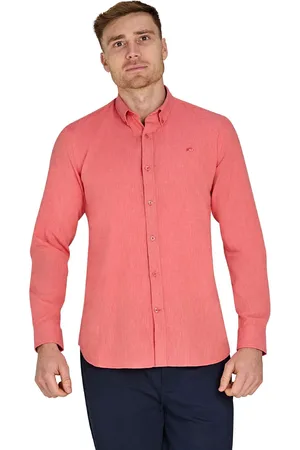 Raging Bull Pink Classic Long Sleeve Linen Shirt2X-Large