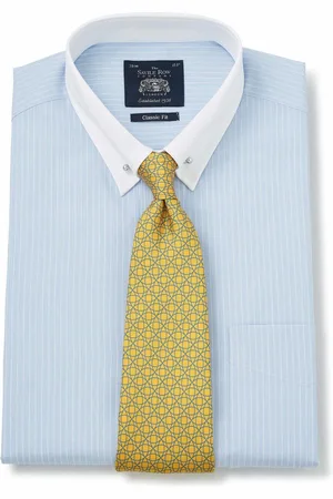 SAVILE ROW Gestreept overhemd met klassieke pinkraag en dubbele manchetten van 100% katoen44cm R (UK 17.5 R)