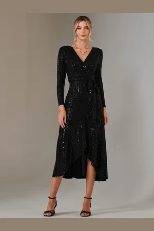 Jolie Moi Long Sleeve Metallic Spot Maxi Dress38