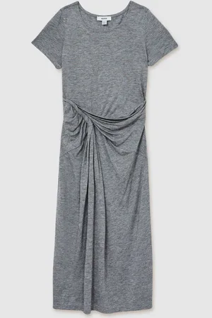 Reiss Helenora jersey midi-jurk met geknoopte voorkant11