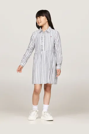 Tommy Hilfiger Stripe Shirt Long-Sleeved White Dress5 Jaar (110cm)