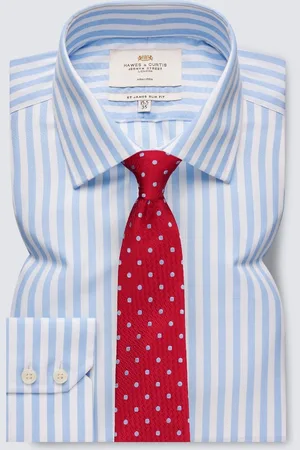 Hawes & Curtis Blue Bold Stripe 100% Cotton Shirt39cm R (UK 15.5 R)