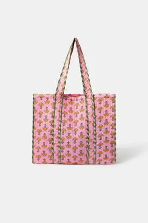 Accessorize Floral Print Block Quilted Tote Bageen