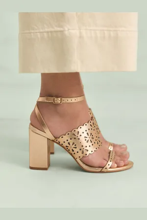 Next Tabitha Simmons x Dahlia Leather Round Toe Laser Cut Detail Block Heel Sandalseu38