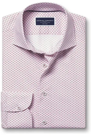 Charles Tyrwhitt Slim-fit overhemd van strijkvrij 100% katoen met medaillonprintM