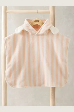 Mamas & Papas Pink Flower Petal Striped Towelling 100% Cotton Poncho8086cm