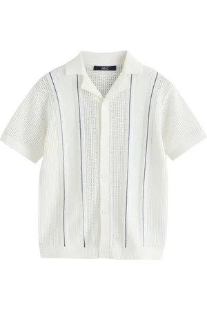 Next Verticaal gestreept poloshirt met korte mouwen en knoopsluiting van gebreid 100% katoen (3