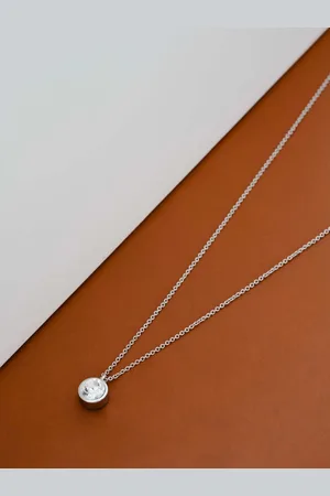 Karen Millen Silver Tone Crystal Dot Pendant Necklaceeen