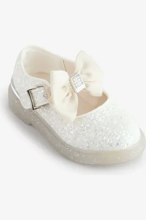 Ted Baker Girls Silver Mary Jane Shoes with Bowuk1eu33