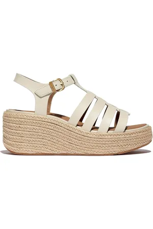 FitFlop Cream Platfforms Leather Fisherman Wedge Sandalseu38