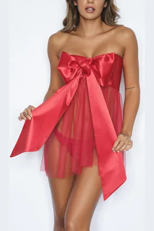 Ann Summers All Wrapped Up strikjurkje van satijnL-XL