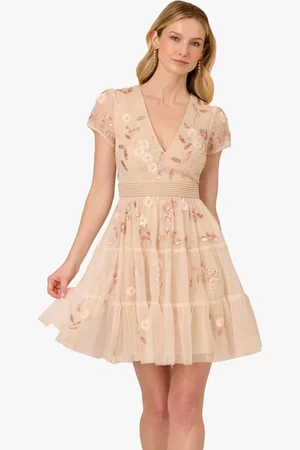 Adrianna Papell Pink Bead Mesh Cocktail Dress38
