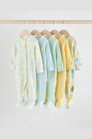 Next Set van 5 voetloze 100% katoenen babypyjama