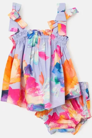 Angel & Rocket Minnie Multi Floral Print Bow Shoulder 100% Cotton Tunic And Bloomer Set6