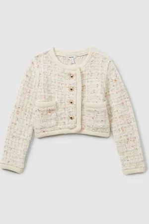 Reiss Felicity Tweed-Effect Knitted Jacket with Merino10