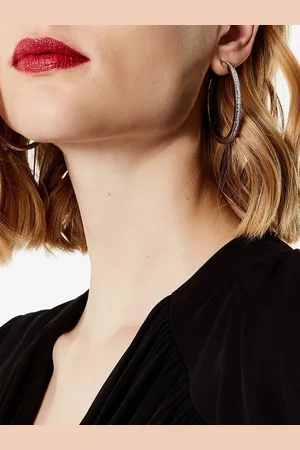 Karen Millen Gold Tone Large Crystal Hoop EarringsEén