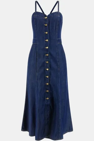 Guess Blue Denim Edna Strappy Denim Midi Dresslarge