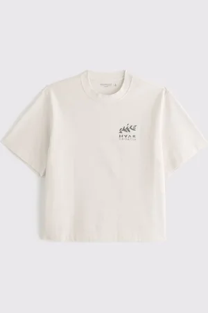 Abercrombie & Fitch Back Print Short Sleeve 100% Cotton White T-Shirtmedium