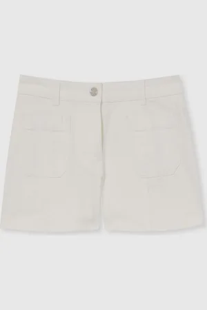Reiss Kira Mid-Rise Patch Pocket Denim Shorts34