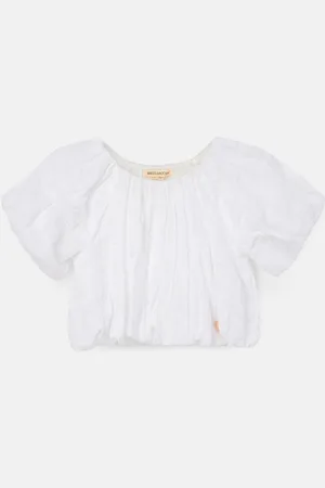 Angel & Rocket Michela White 100% Cotton Puffball Blouses11 Jaar (146cm)