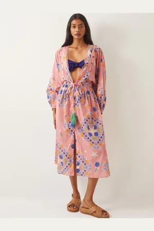 Monsoon Mabel Shell Print Kaftan 100% Cotton DressX-large