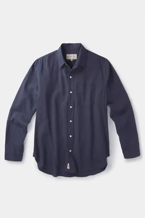 Aubin Blue Grainsby Linen Cotton ShirtX-large