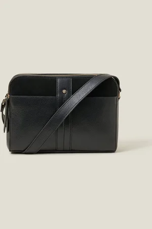 Accessorize Double Zip Leather Cross-Body BagEén
