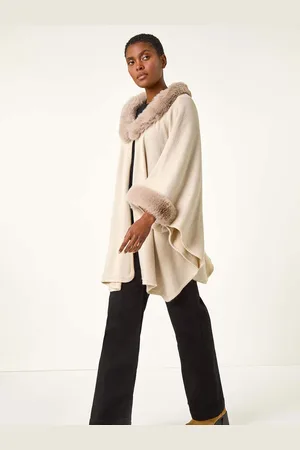 Roman Faux Fur Button Up Ponchoeen