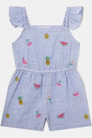Accessorize Girls Embroidered Stripe 100% Cotton Playsuit7