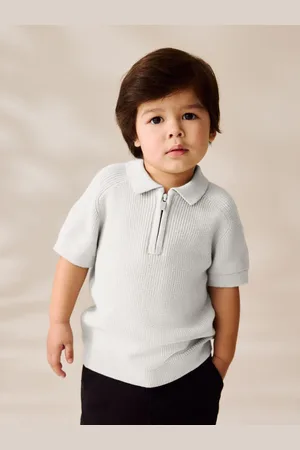 Next 100% katoenen gebreid poloshirt met rits bij de hals (3mnd-7jr)116122cm