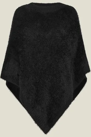 Accessorize Fuzzy Knit PonchoEén