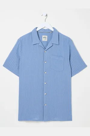 Fat Face FatFace Short Sleeve Self Stripe Bugle Linen Cotton Shirtxsmall