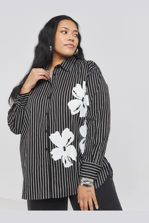 Simply Be Placement Print Oversized Stripe 100% Cotton Shirt38