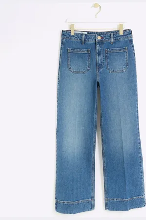 River Island Jeans met hoge taille, wijde pijpen en zakken aan de voorkant40 R