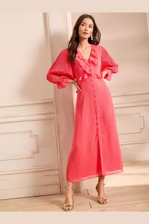 Love & Roses Geplooide midi-jurk met ruches46