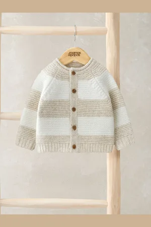 Mamas & Papas Cream Stripe Cardigan56cm