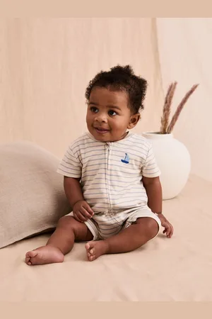 JoJo Maman Bébé Cotton Short-Sleeved Stripe Romper50cm