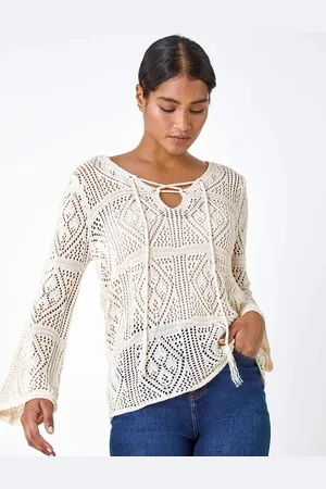 Roman Crochet Tie Front Tunic Top44