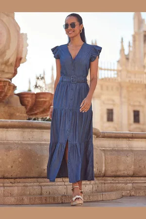 Sosandar Ruffle Sleeve Tiered Hem Midi Dress40