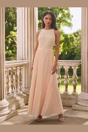 Lipsy London Embelished Bodice Pleated Bridesmaid Maxi Dress38
