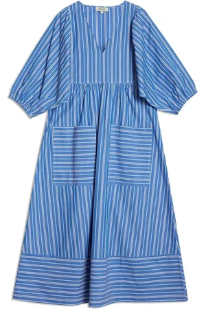 Albaray Blue Stripe V-Neck Midi Dress38