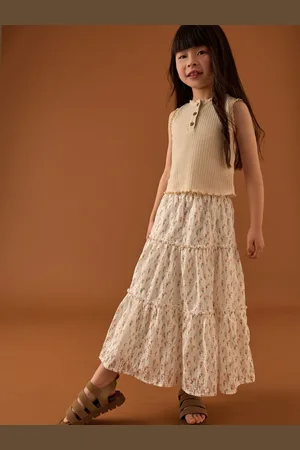 Next Pointelle Vest and Floral Print Lace Midi Skirt Set (3-16yrs)128134cm