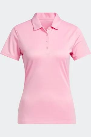 adidas Womens Light Pink Solid Performance Short Sleeve Polo ShirtL Reg