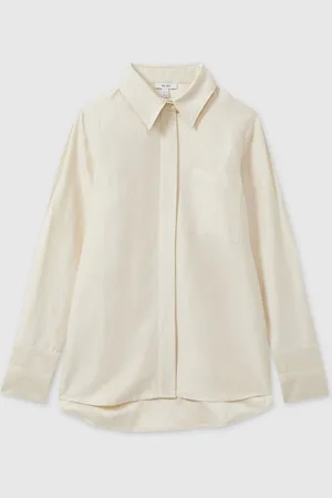 Reiss Caro Viscose-Linen High-Low Shirt38