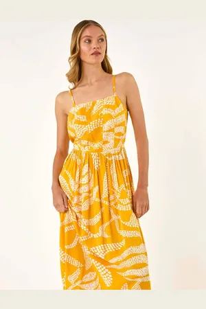 Roman Leaf Print Strap Midi Dress40