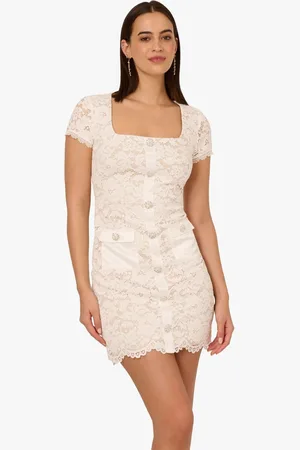 Adrianna Papell Corded Lace White Short Dress40