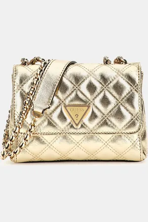 Guess Metallic Giully Quilted Convertible Flap Cross-Body BagEén
