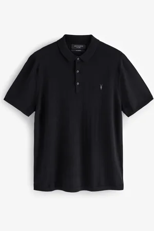 AllSaints Mode merinowollen poloshirt met korte mouwM