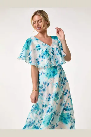 Roman Petite Floral Print Cape Midi Dress38